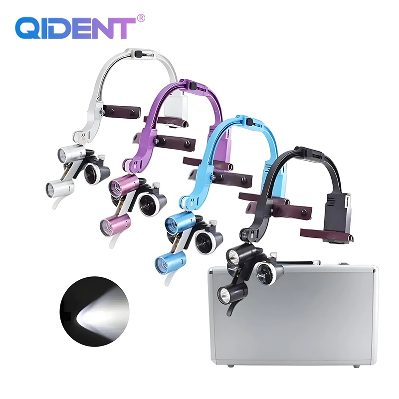 ทันตกรรม LED ไฟหน้า Binocular Louver หูหนวก 2.5X / 3.5X Headband Ajustable 5W ทันตกรรมผ่าตัดไฟหน้าทันตกรรมแว่นขยาย