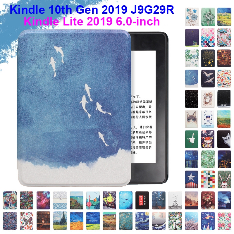 สําหรับ Kindle 10th Generation 2019 รุ่น J9G29R e-Book Readers ปลอก Hard PC Flip Case แฟชั่นทาสีรูปแ