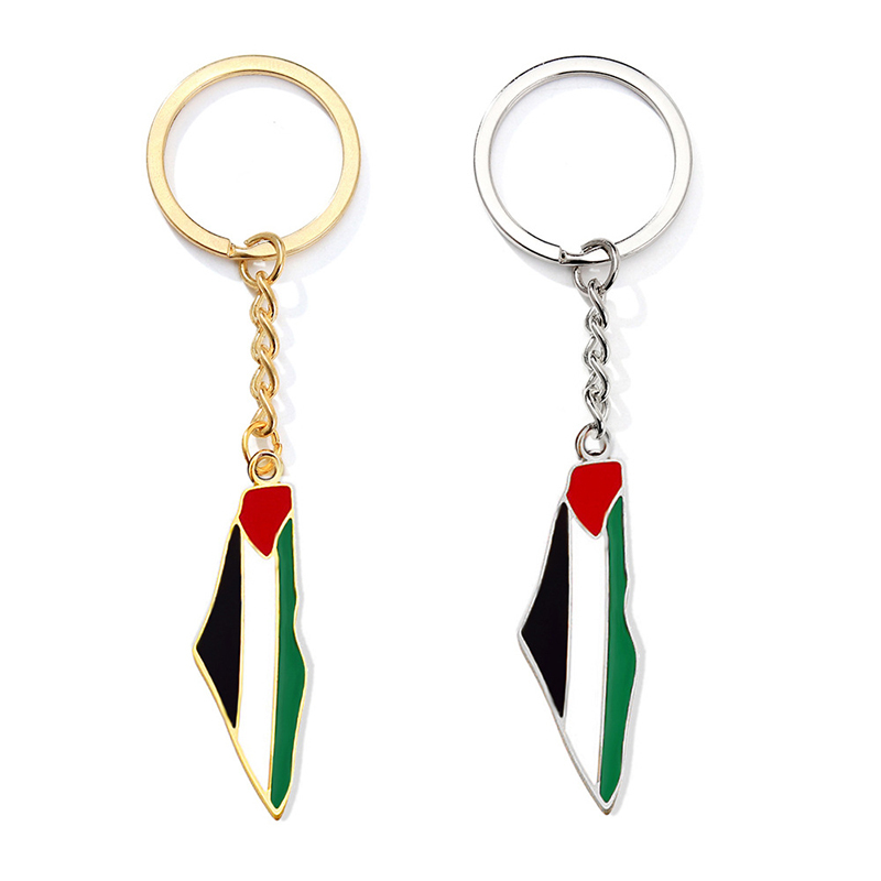 Palestine National Flag Key Chain พวงกุญแจของขวัญผู ้ ชายผู ้ หญิงพวงกุญแจสแตนเลสและฝังแก ้ ววัสดุ,Love of Peace