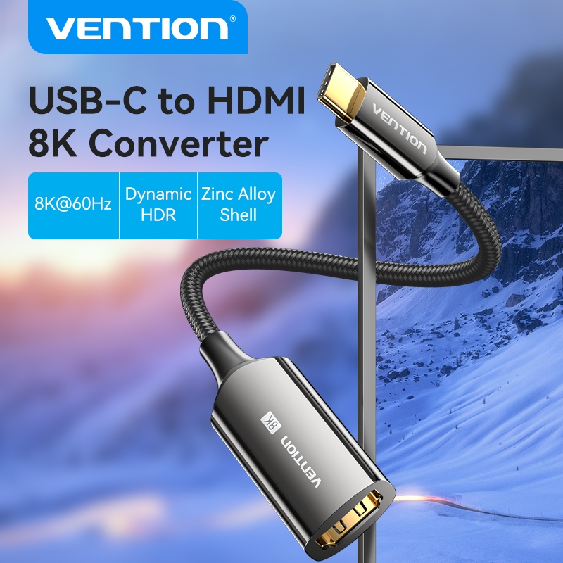 Vention ตัวแปลง USB-C เป็น HDMI 8K@60Hz 4K@144Hz อะแดปเตอร์ Type-C Type C แล็ปท็อป MacBook ชายกับหญิง
