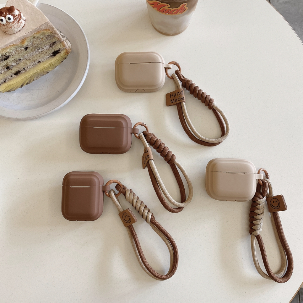 สําหรับเคส airpods pro 3 พร้อมเชือกเส้นเล็ก แฟชั่นคาราเมล airpods 4/pro 2/gen 3/pro/2/1 ฝาครอบเคส airpods