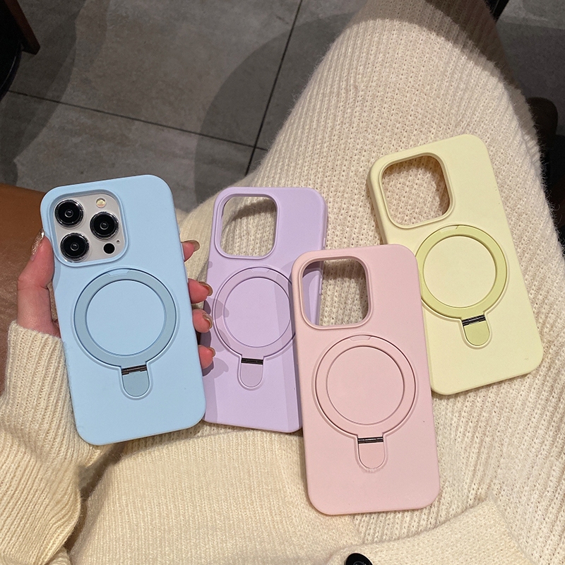 ขาตั้งแม่เหล็กซิลิโคนเหลวนุ่มกันกระแทกเคสโทรศัพท์เข้ากันได้สําหรับ ไอโฟน 16 15 14 มือโปร สูงสุด บวก 13 12 11 มือโปร สูงสุด ไร้สายชาร์จโทรศัพท์ปกสีแส