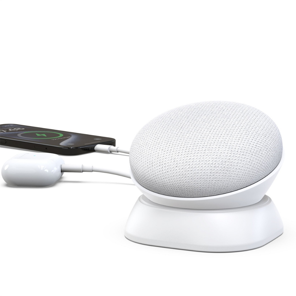 แท่นชาร์จ Sokusin สําหรับ Google Nest Mini 2nd Gen พร้อมพอร์ต USB-C และ USB เข้ากันได้กับโทรศัพท์และหูฟังแผ่นกันลื่นด้านล่าง