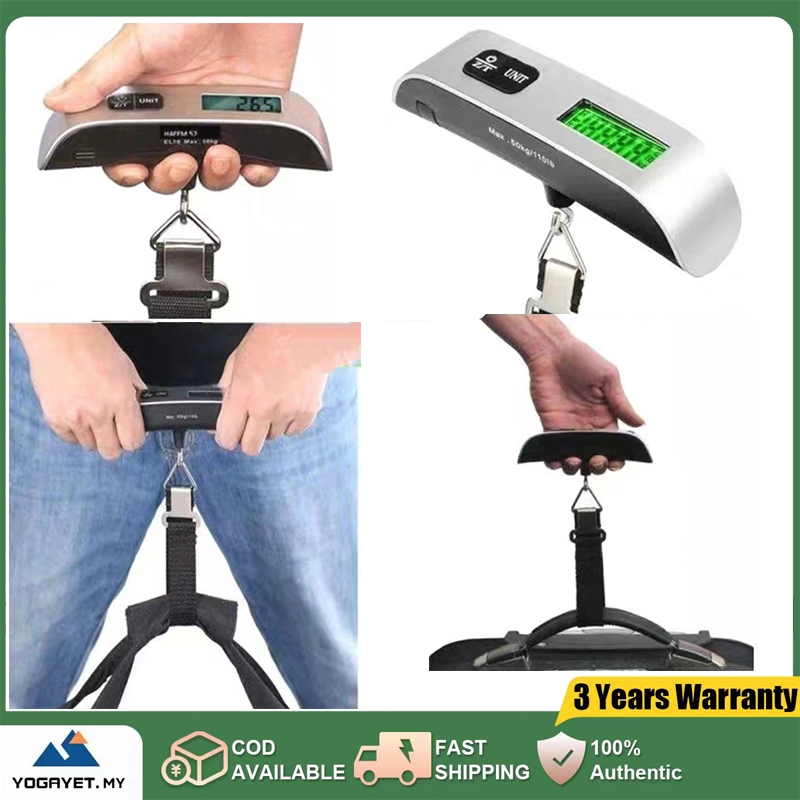 เครื่องชั่งกระเป๋า เครื่องชั่งน้ำหนักอิเล็กทรอนิกส์ดิจิตอล LCD 50kg/10g แม่นยำ ขนาดพกพา จัดส่งจากไทย