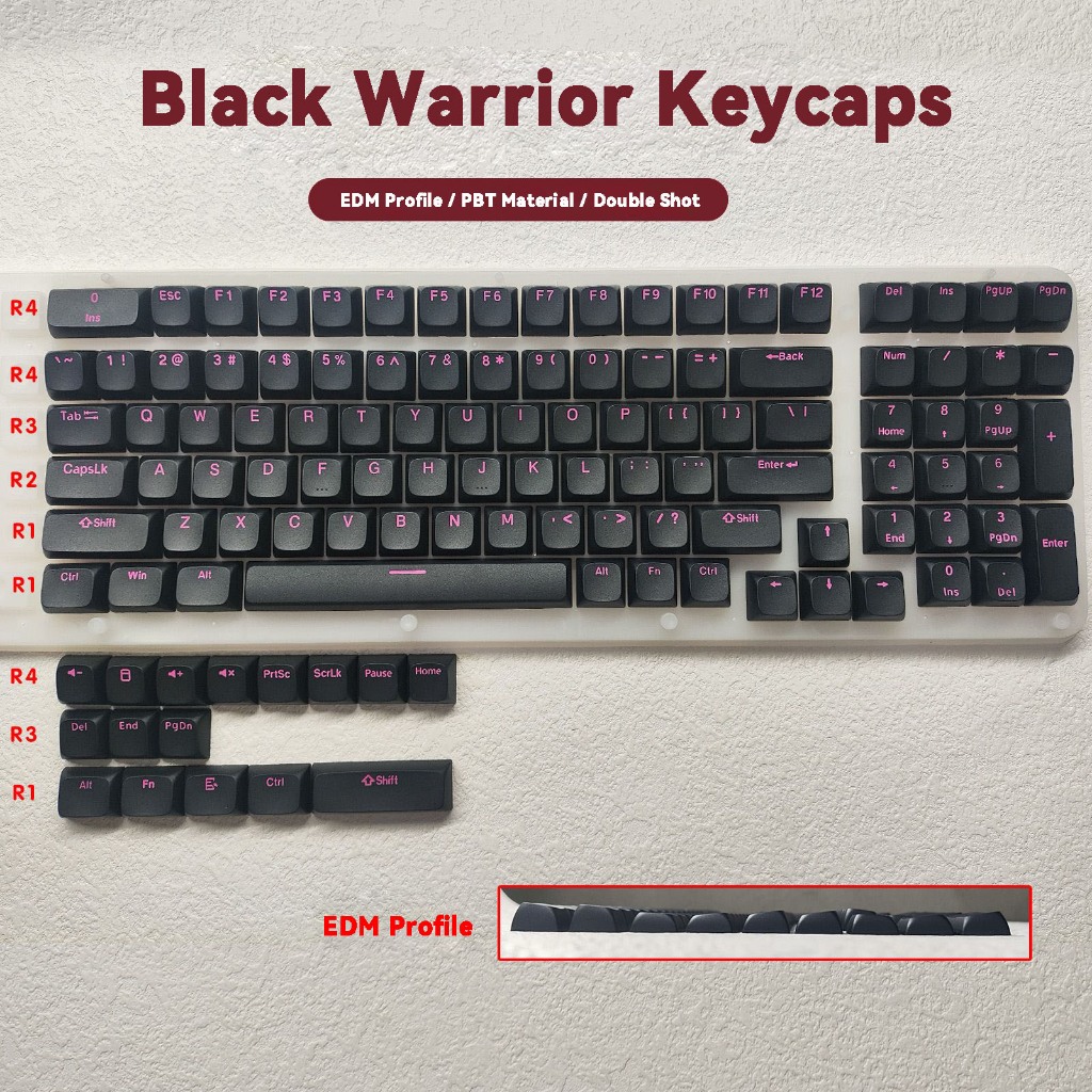 Black Warrior Keycaps PBT Double-shot EDM Profile Keycaps Custom Keycaps เข ้ ากันได ้ กับ Cherry Ga