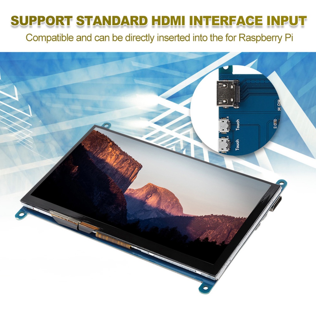 7 นิ้ว LCD HDMI 1024x600 Ultra HD จอแสดงผลหน้าจอสัมผัสแบบ Capacitive สำหรับ Raspberry Pi   Taurus307