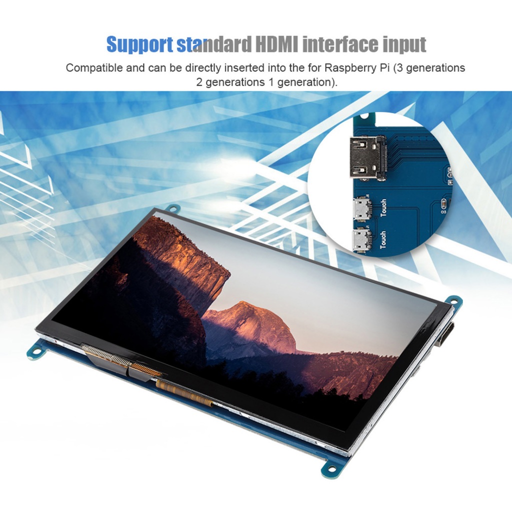 7 นิ้ว LCD HDMI 1024x600 Ultra HD จอแสดงผลหน้าจอสัมผัสแบบ Capacitive สำหรับ Raspberry Pi   Taurus307