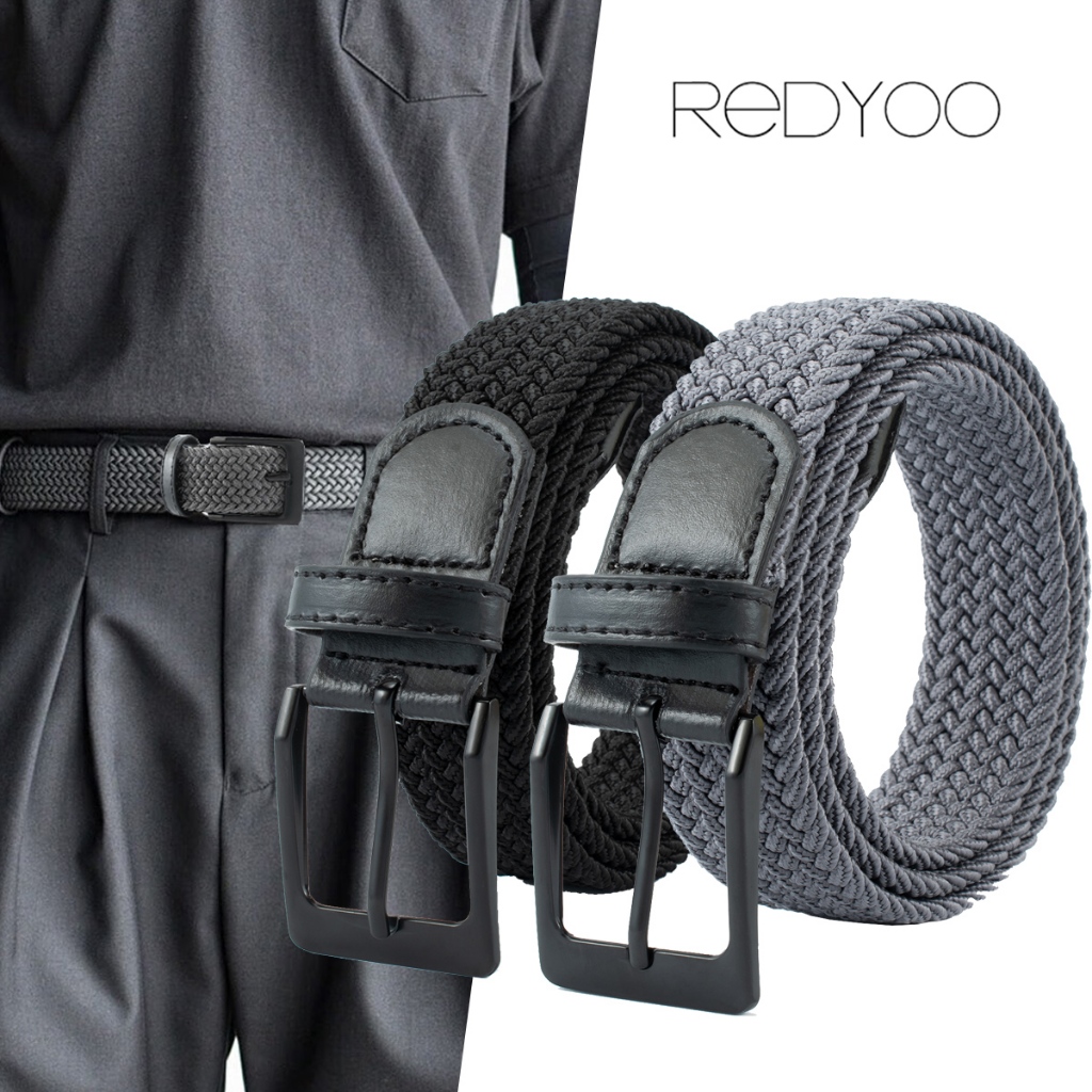 REDYOO สีแดง ผู้ชายเข็มขัดผ้าใบแฟชั่นยืดหยุ่นโลหะขาหัวเข็มขัดทหารยุทธวิธีสายรัดสําหรับกางเกงกางเกงยีนส์เข็มขัดสําหรับผู้ชาย