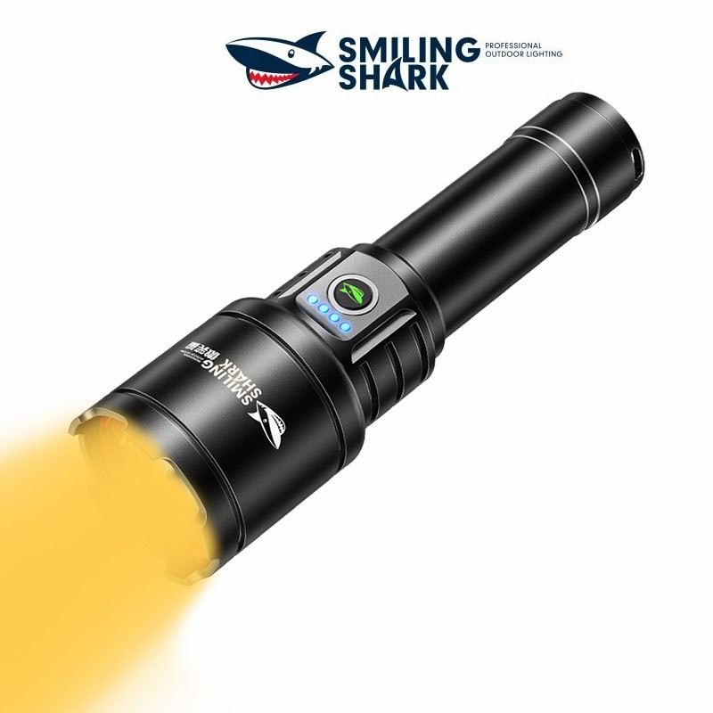 Smiling Shark SD7004 ไฟฉายแสงสีเหลือง 2 ใน 1 M77 8400LM ไฟฉายที่มีประสิทธิภาพ Led Super Bright Type-