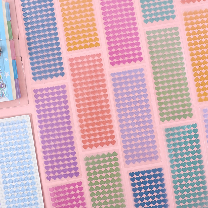 8 แผ ่ น Multiclor Love สไตล ์ โปร ่ งใสสติกเกอร ์ Journal Deco DIY สีสัน Mini Love Heart Shape Decals