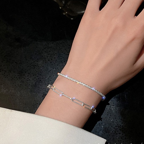 สร้อยข้อมือโซ่ สองชั้น ผีเสื้อ เปิด สร้อยข้อมือ หญิง เงิน กลวง ซุปเปอร์นางฟ้า แฟนสาว สร้อยข้อมือ ของขวัญ
