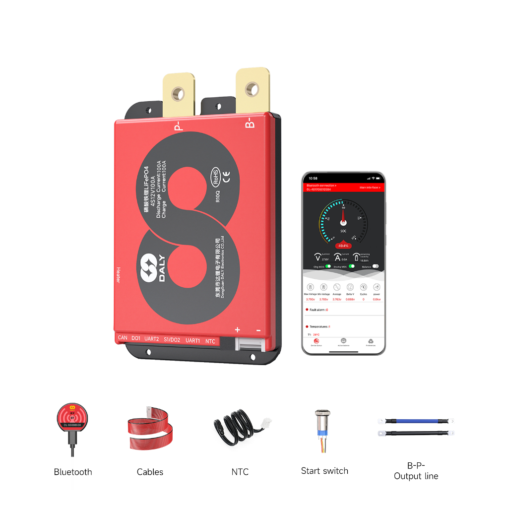 Daly BMS แผ่นป้องกัน BMS ยานยนต์ Ttarting แบตเตอรี่ Packs พร้อม Click Forced Start Function พร้อม APP บลูทูธและ PC RS485 CANBUS