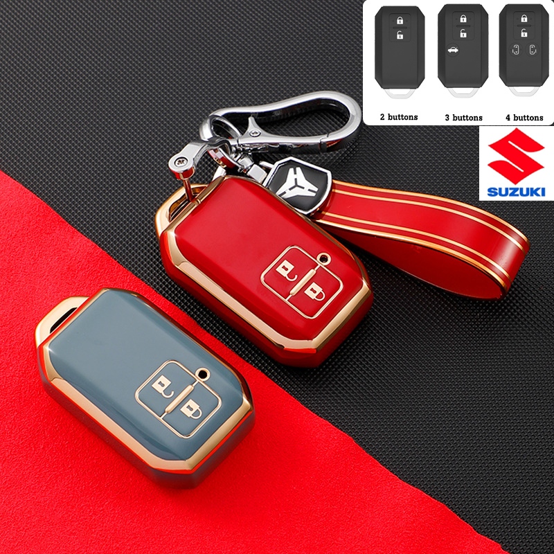 Suzuki 2/3/4 ปุ ่ ม TPU Key Cover Holder พวงกุญแจ Protector สําหรับ Suzuki SWIFT/XL7/Ertiga Remote Key Case