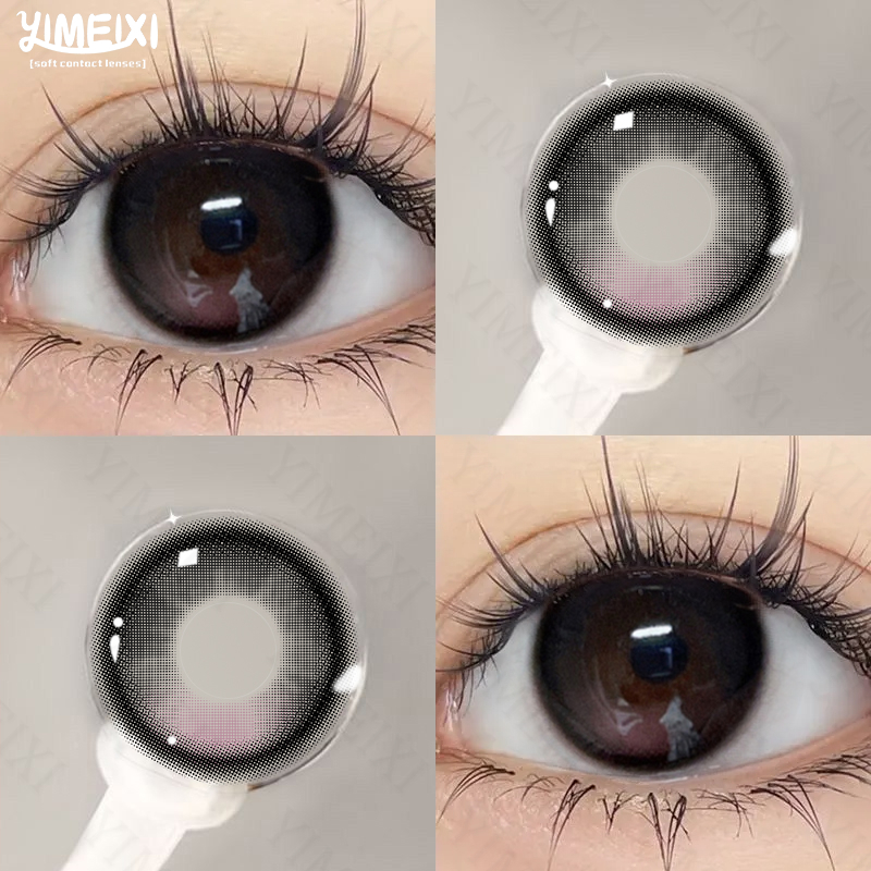 ยี่เหม่ยซี 2ชิ้นคอนแทคเลนส์ที่มีเกรด(0~-8.00) เลนทิลลิส 14.2/14.5มม ธรรมชาติสบาย2สีฮาโลวีนคอนแทคเลนส์สีแดงแม่มดน้อย ใช้ครึ่งปี(6เดือน)เลนส์สายตาสั้นธรรมช