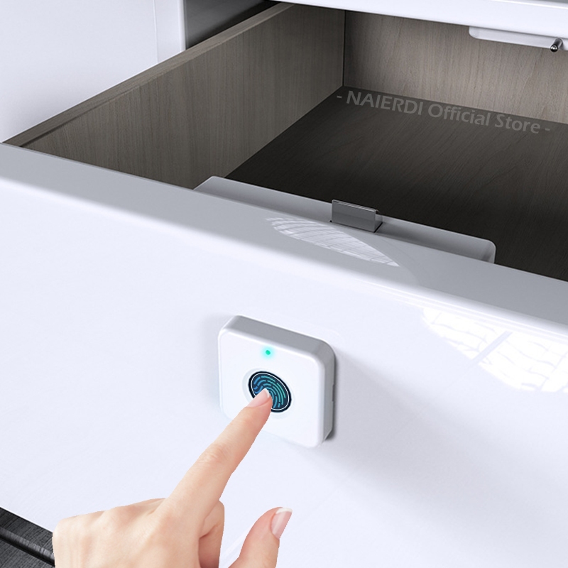 Naierdi Biometric ล็อคลายนิ้วมือสีขาว Anti-theft สมาร์ทล็อคลิ้นชัก 30x30 มม.Keyless ลายนิ้วมือความปลอดภัยเฟอร์นิเจอร์ประตูล็อค