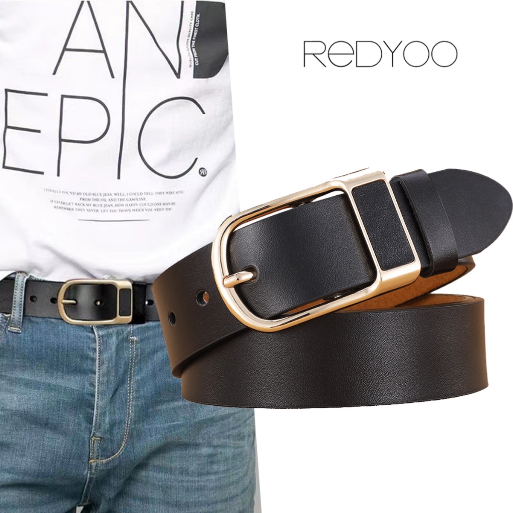 REDYOO เข็มขัดผู้ชายหนัง Casual ธุรกิจคุณภาพสูงหัวเข็มขัดกางเกงยีนส์เข็มขัดชายแฟชั่น Designer Pin Buckle เข็มขัดหนังสําหรับชาย