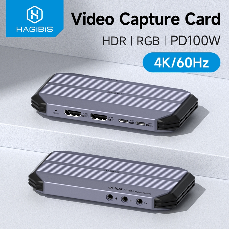 Hagibis 4K60Hz Video Capture Card สตรีมมิ่งและเกม 4K 60FPS HDR VRR RGB Passthrough PD 100W สําหรับ P