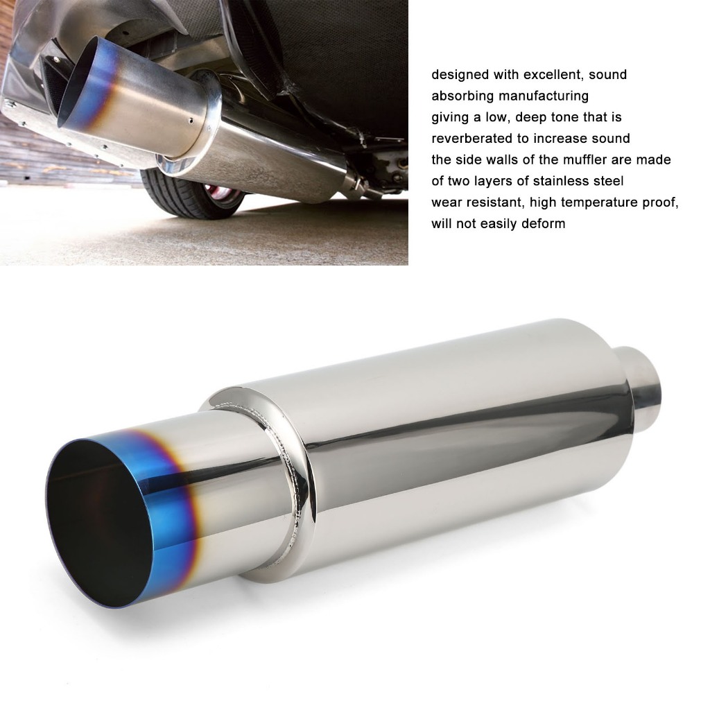 ARIONZA ท่อไอเสียท่อไอเสียดูดซับเสียงสแตนเลส 2.5in Inlet 4in Outlet ปลายท่อปลายท่อไอเสียด้านหลัง