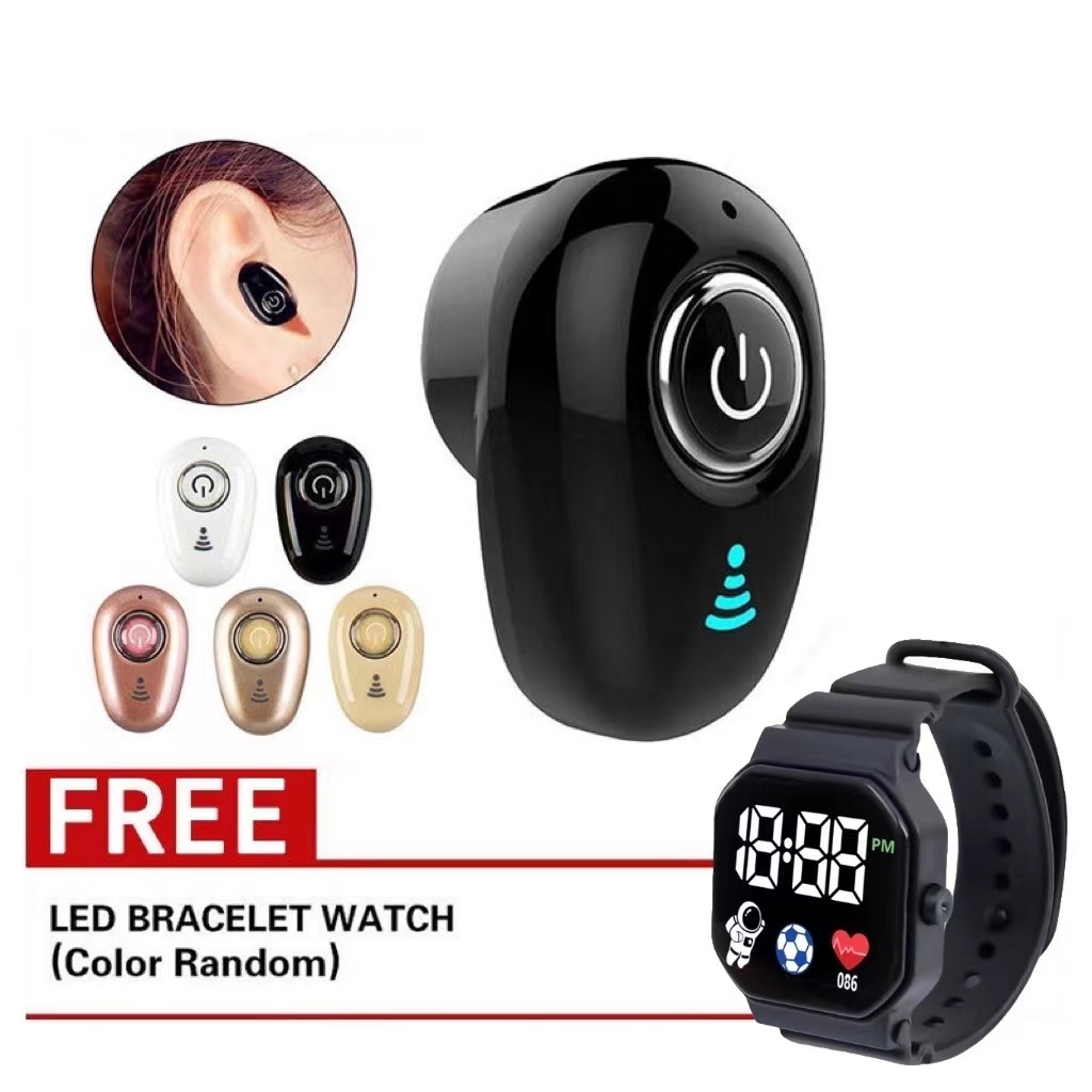 ซื้อ 1 แถมนาฬิกาS650 หูฟังบลูทูธขนาดเล็กสเตอริโอไร้สายเบสหูฟังที่ซ่อนอยู่หัวกีฬา