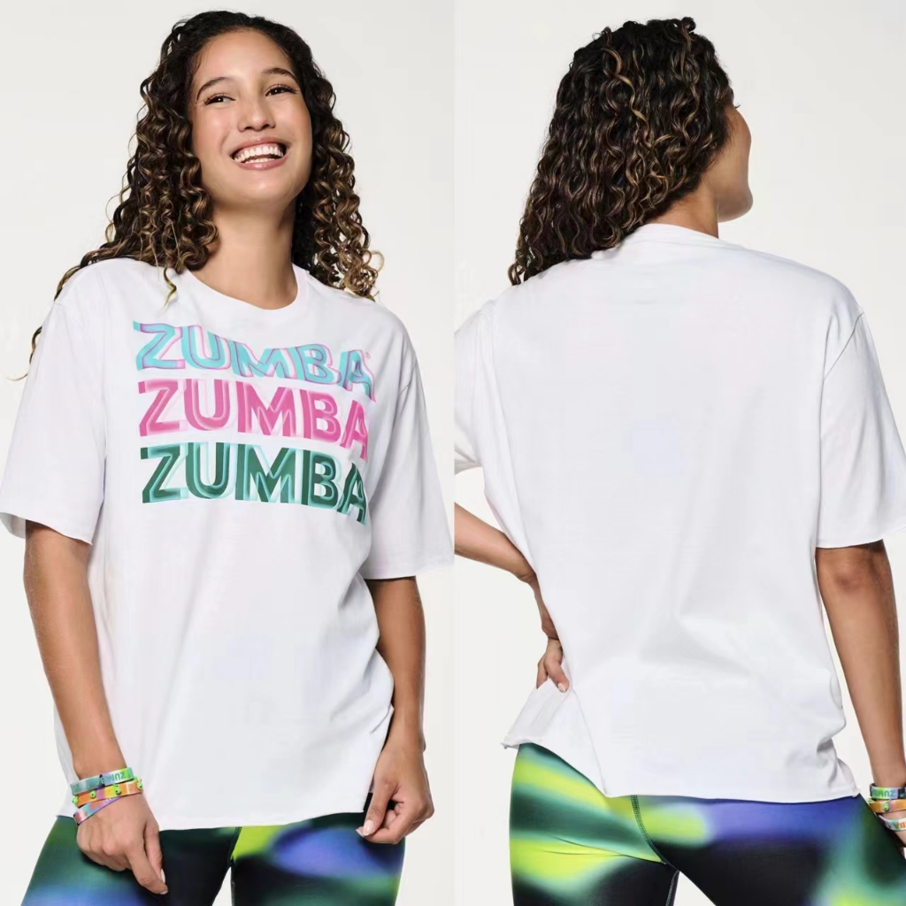Zumba zumba ZW2024 Summer White Orange Womens Mens Short Half Sleeves Cotton