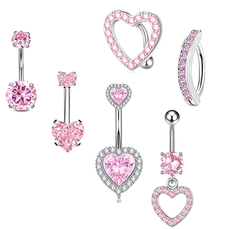 Zircon Bellybutton แหวนใหม ่ รูปหัวใจเพทาย Bellybutton Pin เจาะเครื ่ องประดับ