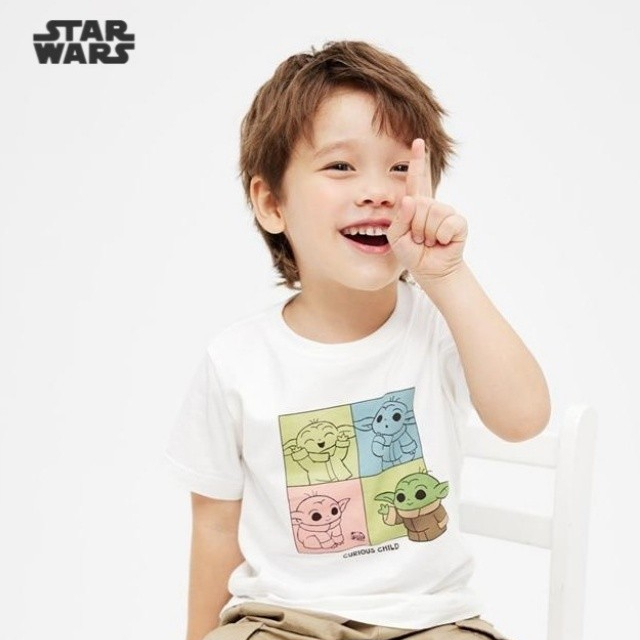 เสื้อผ้าเด็กเสื้อยืดแขนสั้น STAR WARS STAR WARS Baby Yoda พิมพ์ด้านบน