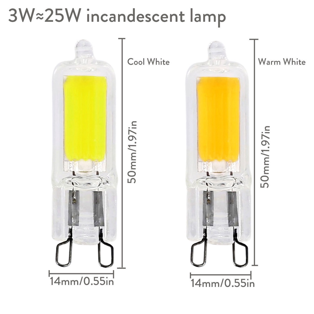 แก้ว G9 หลอดไฟ LED 3W 5W 220V 240V Super Bright โคมไฟคงที่ไฟ LED G9 COB หลอดไฟ Cool Warm White