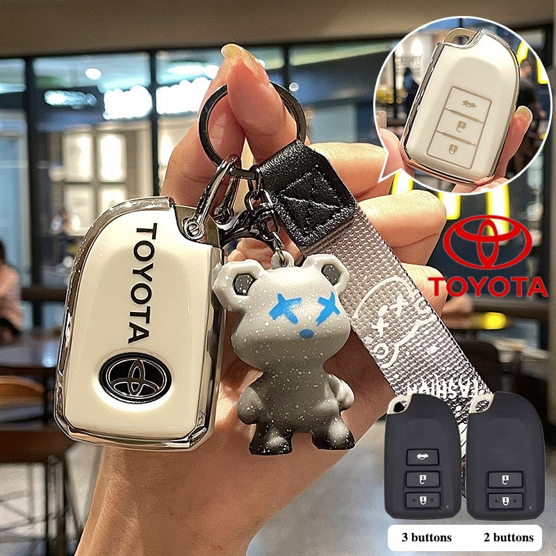ฝาครอบกุญแจรถ TPU สําหรับ Toyota Yaris/Vios/Yaris 2014/Yaris-5 ประตู 2/3 ปุ ่ ม key Case Keyless Smart Entry key