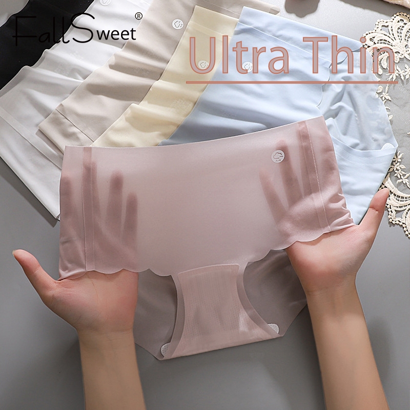Fallsweet กางเกงชั้นในบางเฉียบผ้าไหมน้ําแข็งผู้หญิงชุดชั้นในไร้รอยต่อ M-XL