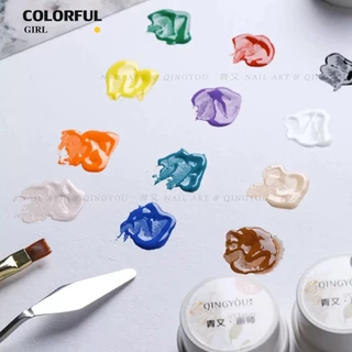 พร้อมส่งในไทย😘 สีเจลเพนท์เล็บ เพนท์ง่าย ติดทนนาน เซท 12 สี คุณภาพดีมาก qingyou 12colors เจลสำหรับใช้ในการวาดภาพโดยเฉพาะค่ะ