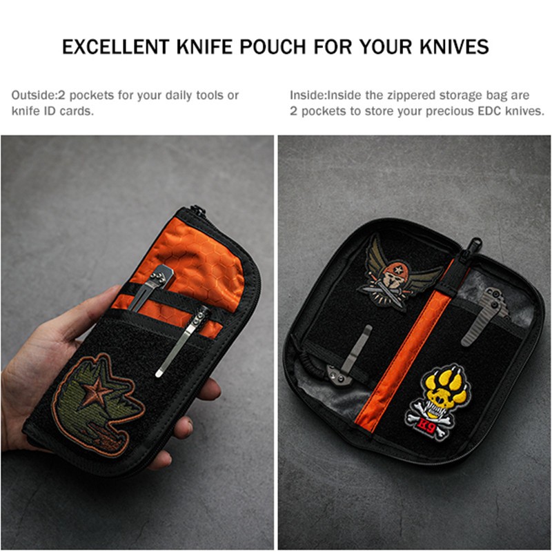 VE19 EDC กระเป๋า, กระเป๋าเครื่องมือสําหรับผู้ชาย, EDC Pocket Organizer Storage EDC Gears, Long EDC Pouch Organizer, ยูทิลิตี้กระเป๋าสําหรับ Multitools, ไฟฉาย/Knives