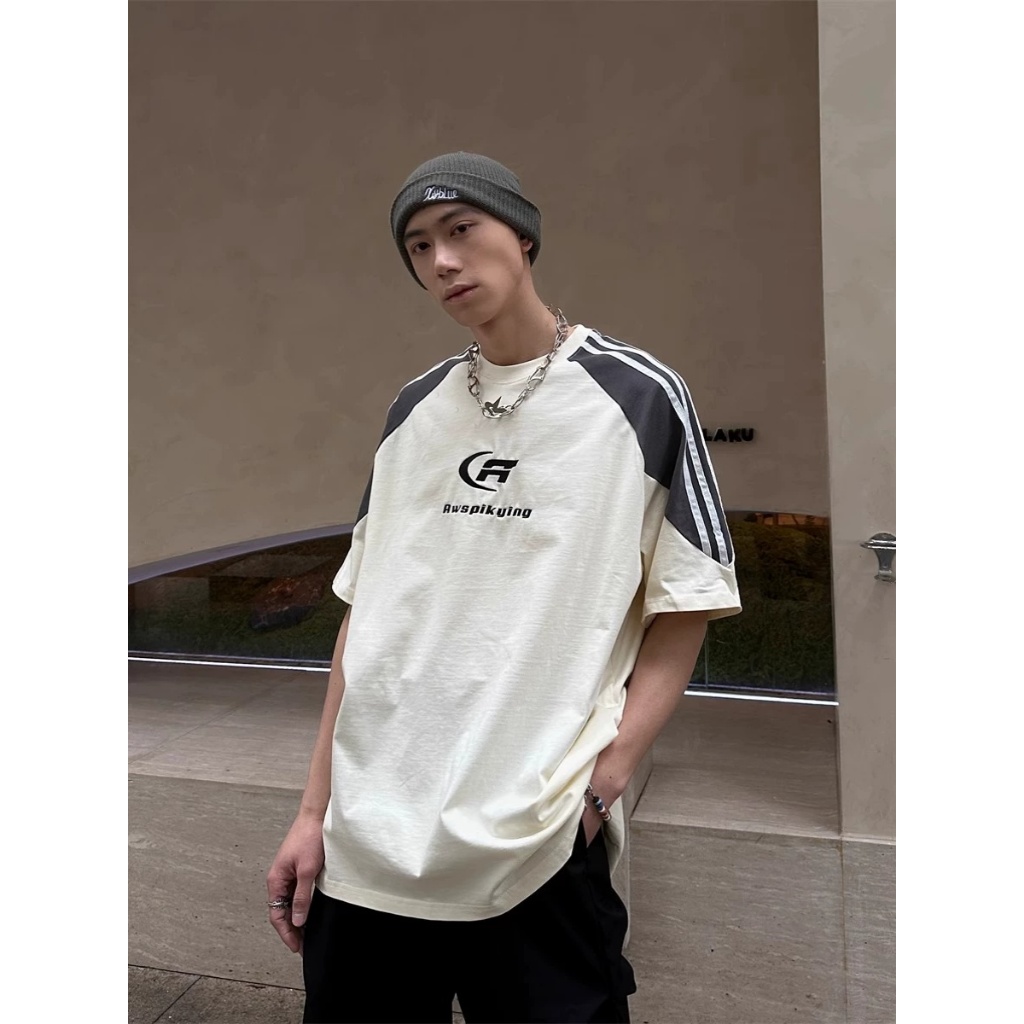 BeCoolMan ไฮสตรีทสไตล์อเมริกัน แนววินเทจ พิมพ์ลาย แขนสั้น เสื้อยืด ฤดูร้อน เสื้อท่อนบน Ins