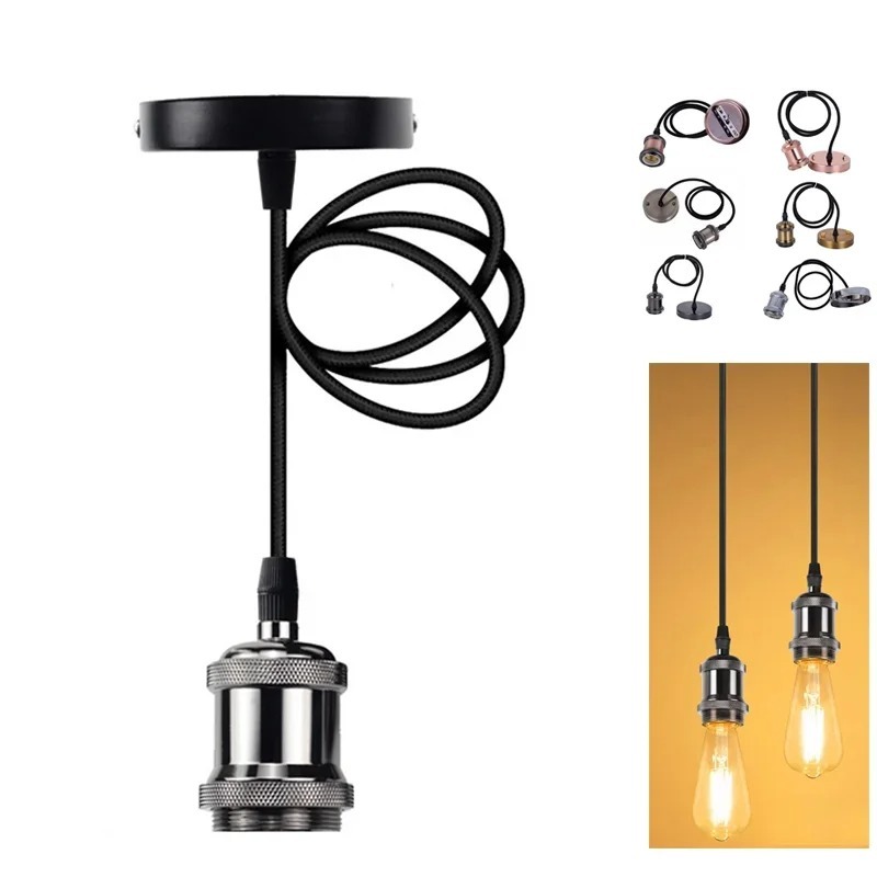 Vintage จี ้ ฐาน E27 Retro อุตสาหกรรมจี ้ โคมไฟแขวน 110V 220V ติดตั ้ ง E27 สําหรับ Restaura 1M