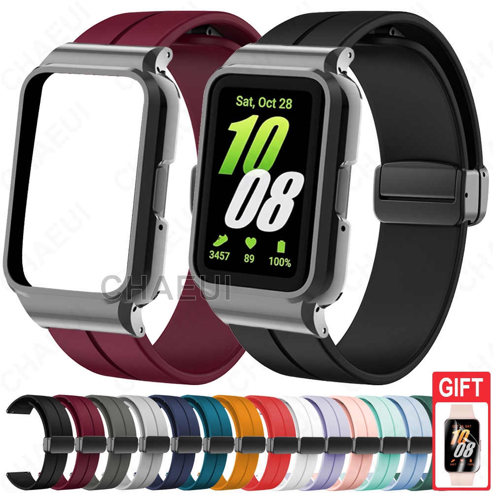 สายซิลิโคนพร ้ อมเคสเปลี ่ ยนสร ้ อยข ้ อมือสายนาฬิกาสําหรับ Galaxy Fit 3