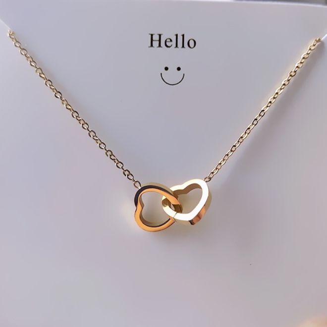 สร้อยคอหัวใจไปหัวใจรักจี้แหวนคู่และอินเทอร์เน็ตคนดังออกแบบส่วนบุคคลและทันสมัย18เคโซ่เครื่องประดับอเนกประสงค์และไม่ซีดจางโซ่คอเหล็กไทเทเนียม