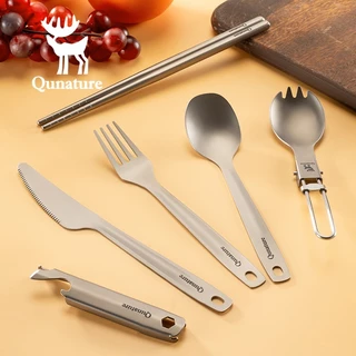 【พร้อมส่งจากไทย】Qunature ชุดช้อนส้อมไทเทเนียม พกพา น้ำหนักเบา พร้อมตะเกียบ ที่เปิดขวด และถุงเก็บ สำหรับแคมป์ปิ้ง เดินป่า Backpacking Picnic
