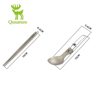 【พร้อมส่งจากไทย】Qunature ชุดช้อนส้อมไทเทเนียม พกพา น้ำหนักเบา พร้อมตะเกียบ ที่เปิดขวด และถุงเก็บ สำหรับแคมป์ปิ้ง เดินป่า Backpacking Picnic