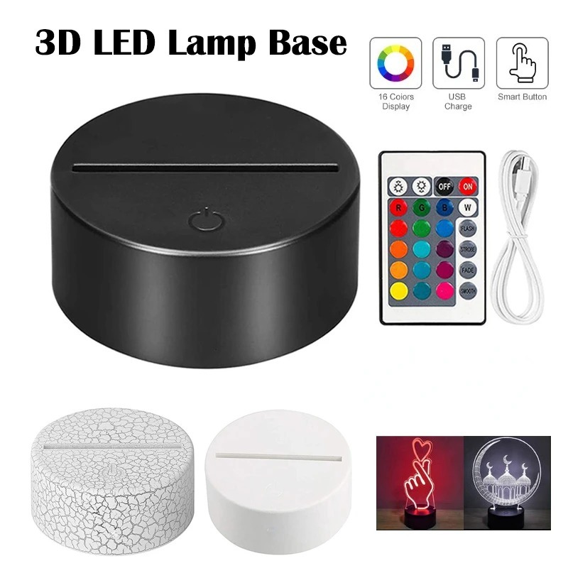 ฐานโคมไฟ LED ที่วางไฟกลางคืน LED 16 สี + รีโมทคอนโทรลหรือ 7 สีสัมผัสหรี่แสงได้ ABS USB โคมไฟตั้งโต๊ะอุปกรณ์เสริม