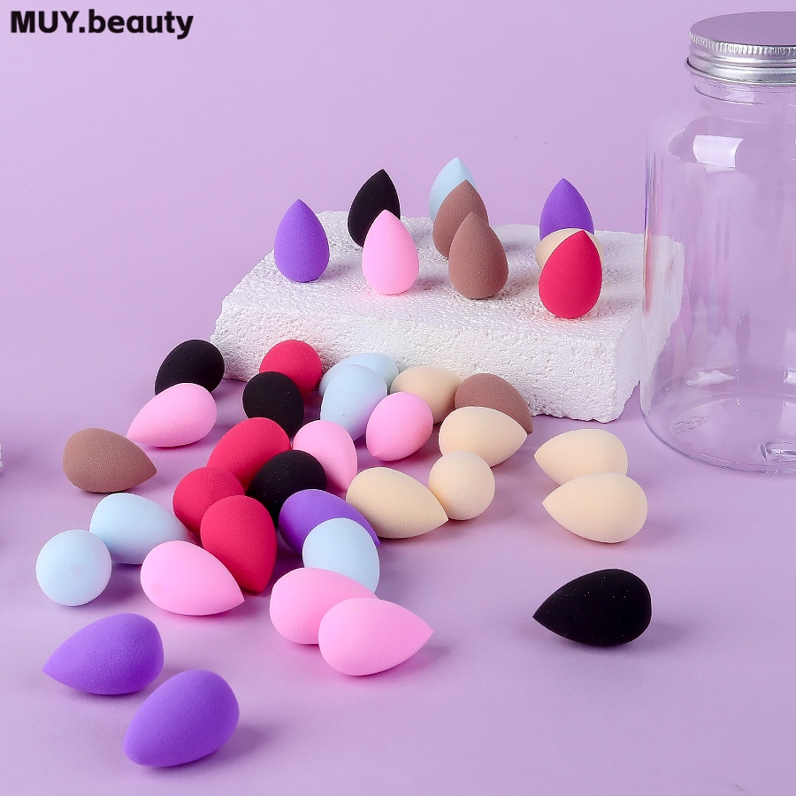 40pcs Mini Water Drop ฟองน้ําแต่งหน้ามัลติฟังก์ชั่นความงามไข่สําหรับครีมและแป้งฝุ่นคอนซีลเลอร์ผู้หญิงแต่งหน้า
