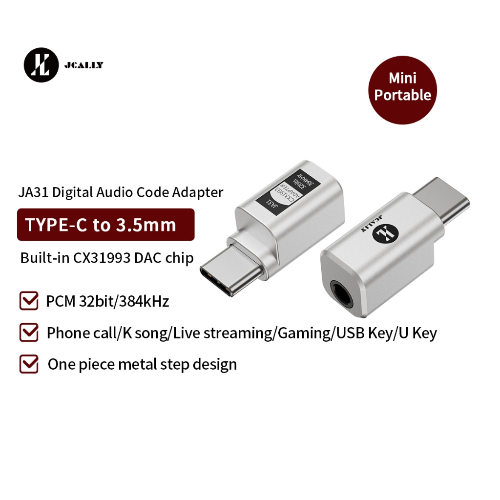 Jcally JA31 Digital Audio Typec Mini Adapter DAC โทรศัพท ์ หูฟังอะแดปเตอร ์ CX3193
