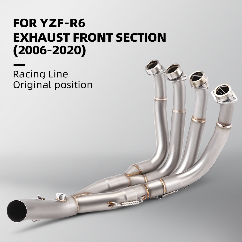 รถจักรยานยนต ์ ดัดแปลงท ่ อไอเสียเหมาะสําหรับ YFZ-R6 ท ่ อไอเสียสแตนเลสด ้ านหน ้ าส ่ วนท ่ อไอเสีย 2006-2020