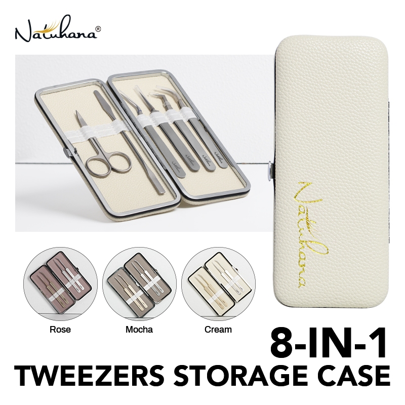 Natuhana Storage สําหรับ Eyelash Extension แหนบ Tinplate กล ่ องเก ็ บหนังป ้ องกันขนตาแหนบเครื ่ องมือ
