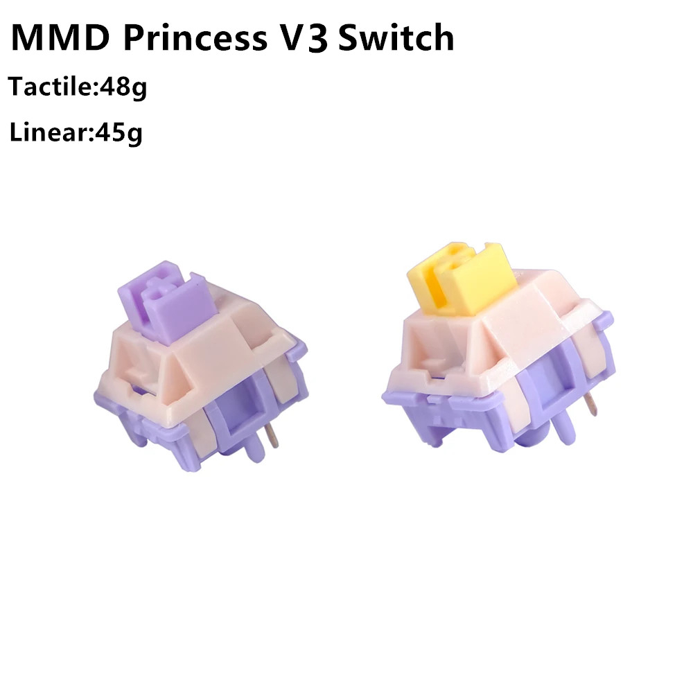 MMD Princess V3 สวิทช์ Linear Tactile 45/48 5pin คีย์บอร์ดแบบกลไกสวิทช์ Prelubed POM PTFE เสียงไฮไฟป