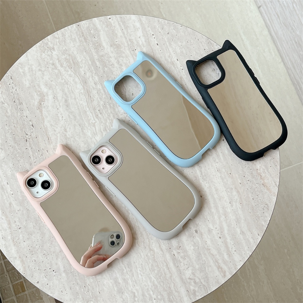 เคส Iphone สําหรับ 15 Pro Max 14 13 Pro Max 11 12 Pro Max TPU กระจกหูแมวสี่สี