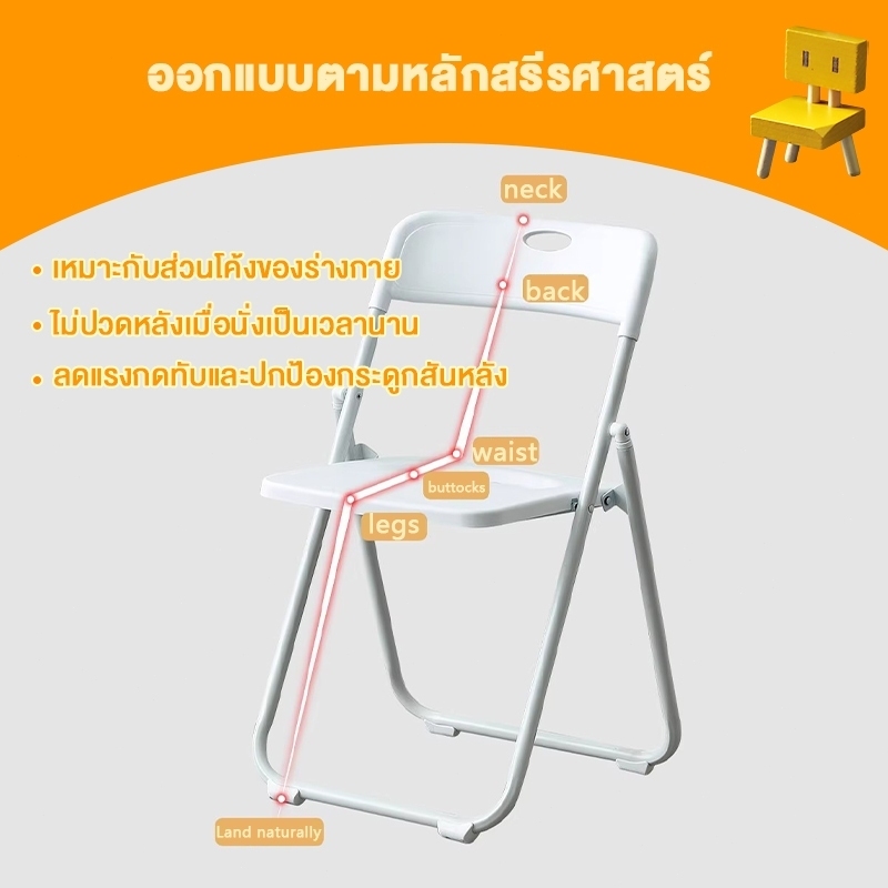 SUNNY เก้าอี้พับ เก้าอี้หลัง ขาเหล็กหุ้มยางกันลื่น ขนาด45x40x80cmรับน้ำหนัก150KG - รูปที่ 2
