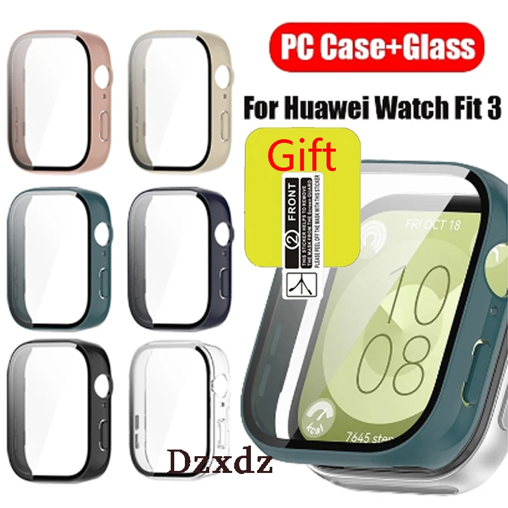 สําหรับ Huawei Watch Fit 3 Fit3 เคสกระจกนิรภัยป ้ องกันหน ้ าจอฟิล ์ มกันชนป ้ องกันเต ็ มรูปแบบ