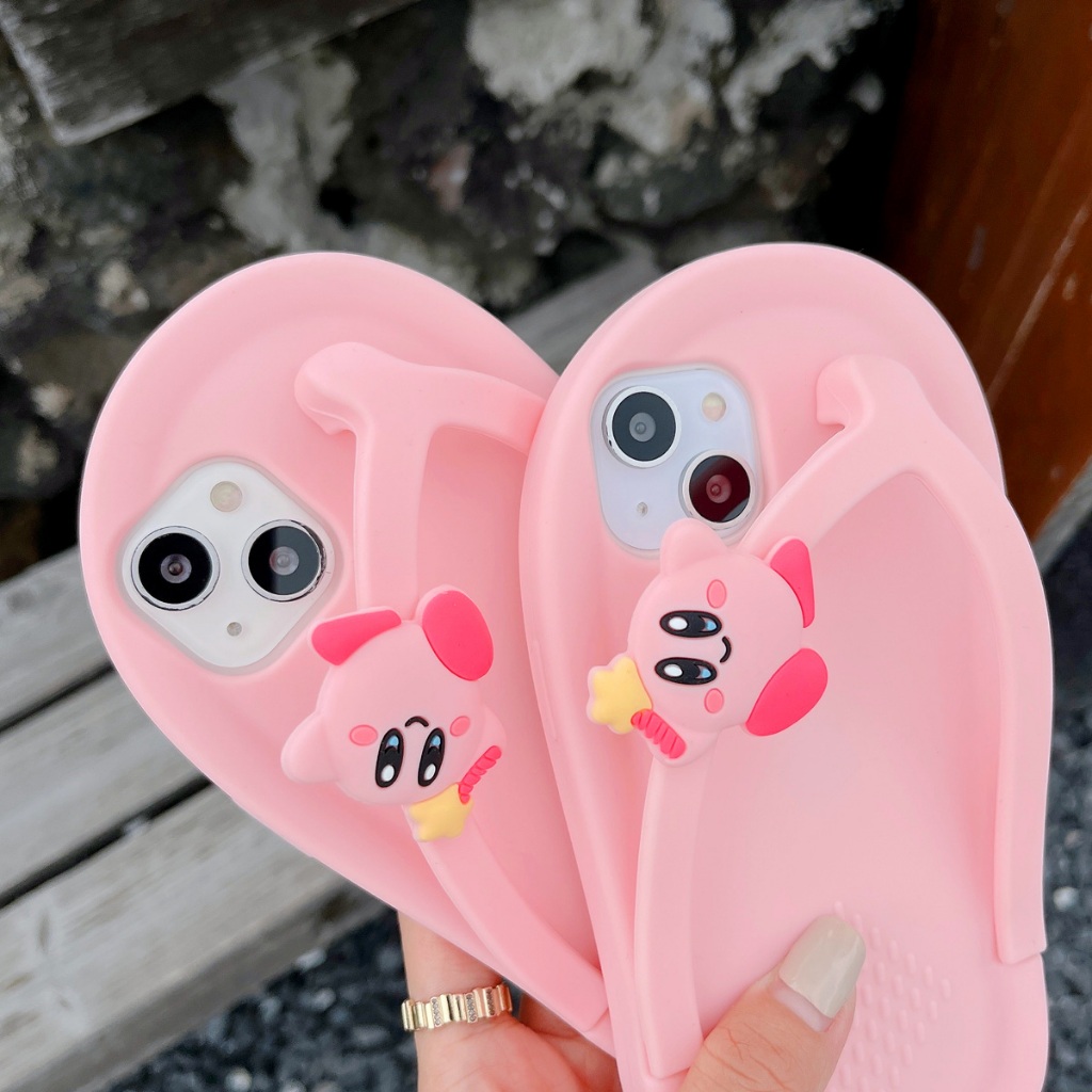 OPPO A92 A31 A5S A53 A9 2020 A52 Reno 5 6 7 Pro F11 A52 R17 Pro 4Gสีชมพูน่ารักรองเท้าแตะซิลิโคนเคสโทรศัพท์