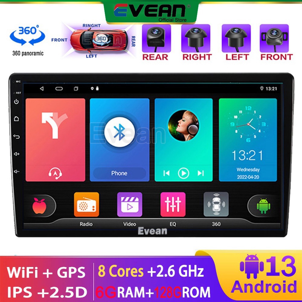 [ 6g +128GIPS ] 9''/10 ' ' นิ ้ ว 360 Panoramic Android 13.0 รถวิทยุสเตอริโอบลูทูธ MP5 เครื ่ องเล ่ นมัลติมีเดีย Wifi GPS