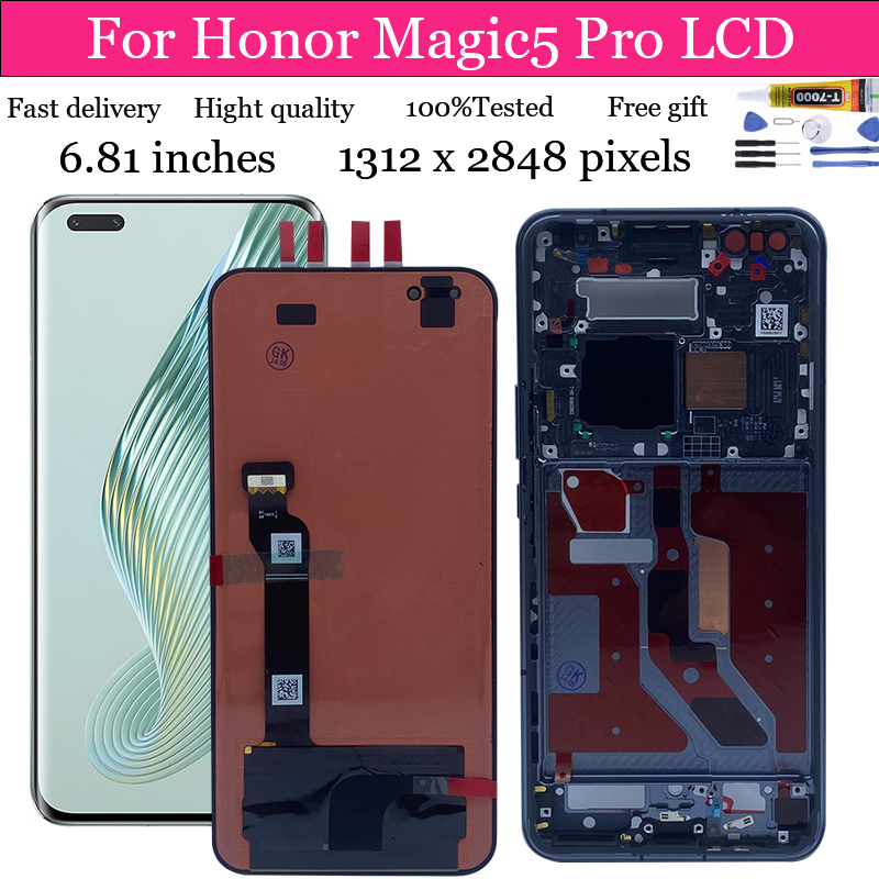 Original สําหรับ Huawei Honor Magic5 Pro จอแสดงผล LCD หน้าจอสัมผัสเปลี่ยน Digitizer Assembly