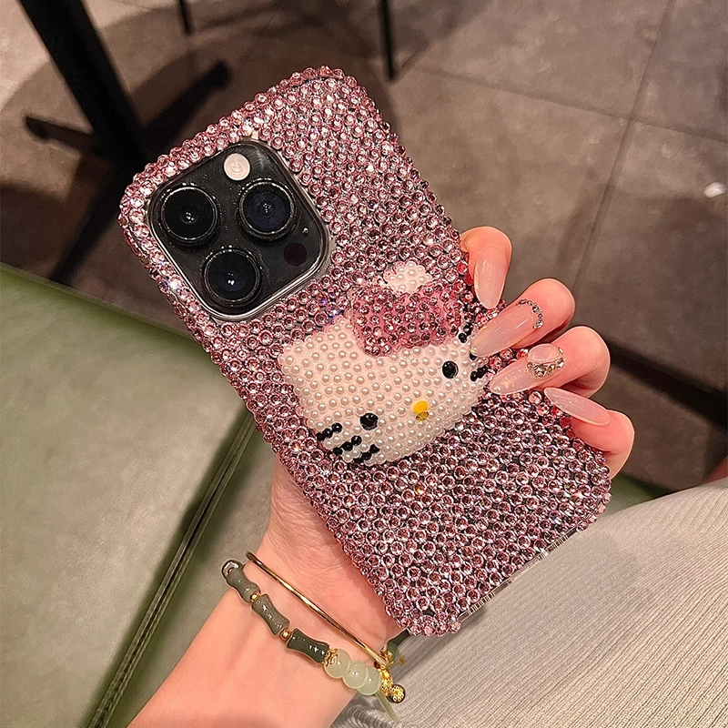 เพชรเต็ม 3D การ์ตูนหรูหรากันกระแทกเคสโทรศัพท์สําหรับ iPhone 16 15 14 Pro Max Plus 13 12 11 Pro Max แฟชั่นฝาครอบโทรศัพท์ปลอกแข็ง